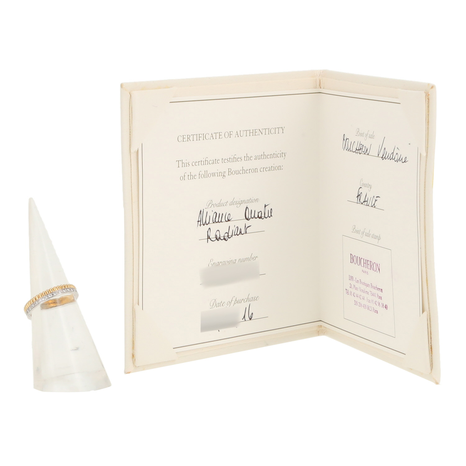 Boucheron Quatre Radiant Edition ring in white gold, yellow gold and diamonds - Detail D2