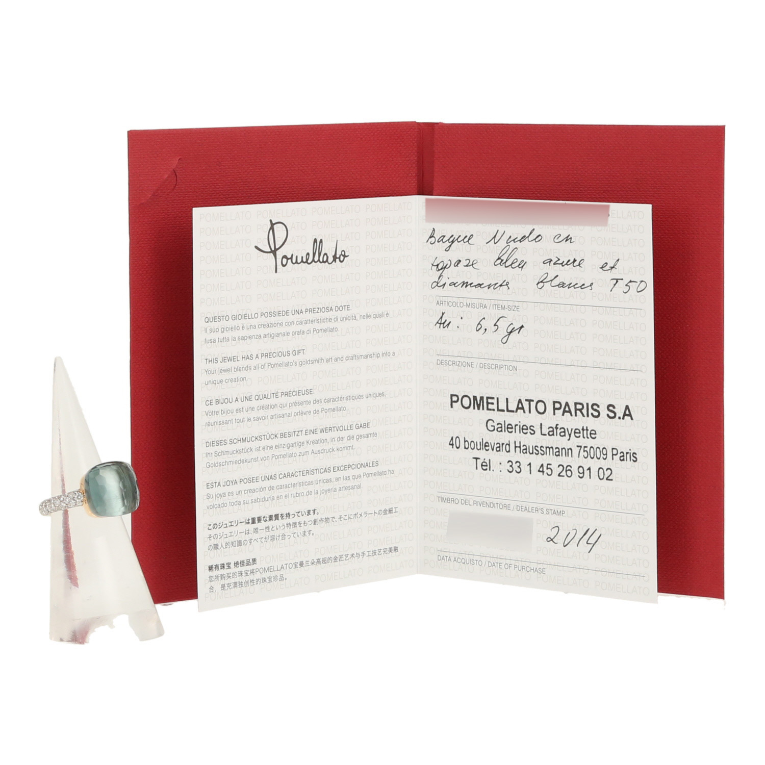 Anello Pomellato Nudo Maxi modello grande in oro rosa, topazio blu e diamanti - Detail D2