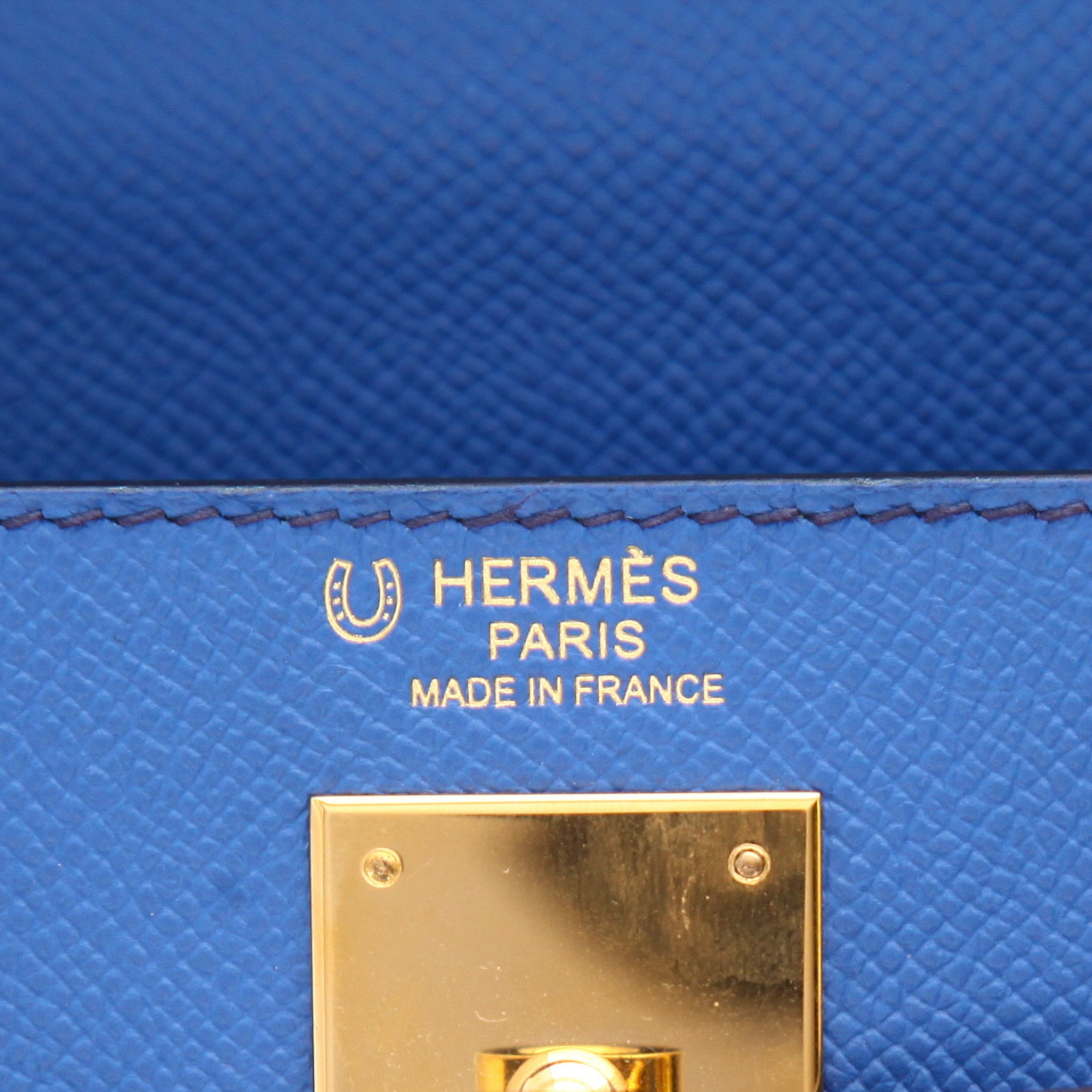 Borsa Hermès  Kelly 32 cm in pelle Epsom blu - Detail D2