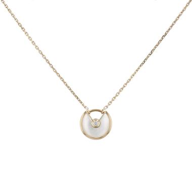 Cartier Amulette size XS necklace in yellow gold, diamond and mother of pearl