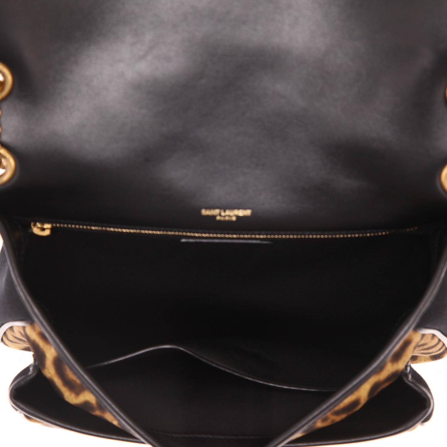 Bolso bandolera Saint Laurent  Niki en lona negra y marrón y cuero negro - Detail D3