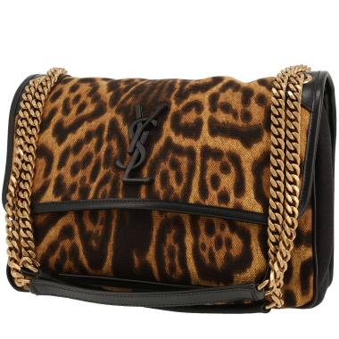 Borsa a tracolla Saint Laurent  Niki in tela nera e marrone e pelle nera