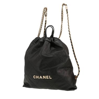 Sac à dos Chanel  22 en cuir noir