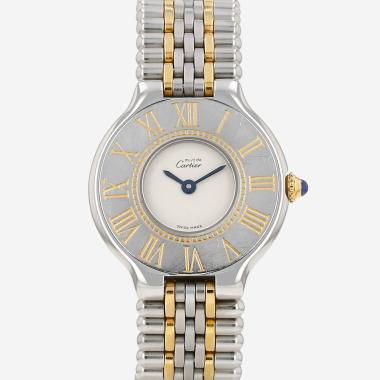 Montre Cartier Must 21 en acier et plaqué or Ref: 9010  Vers 1989