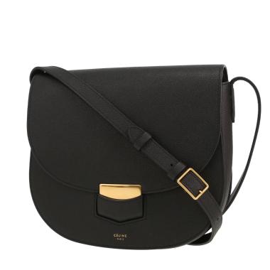 Borsa a tracolla Celine  Trotteur in pelle martellata nera