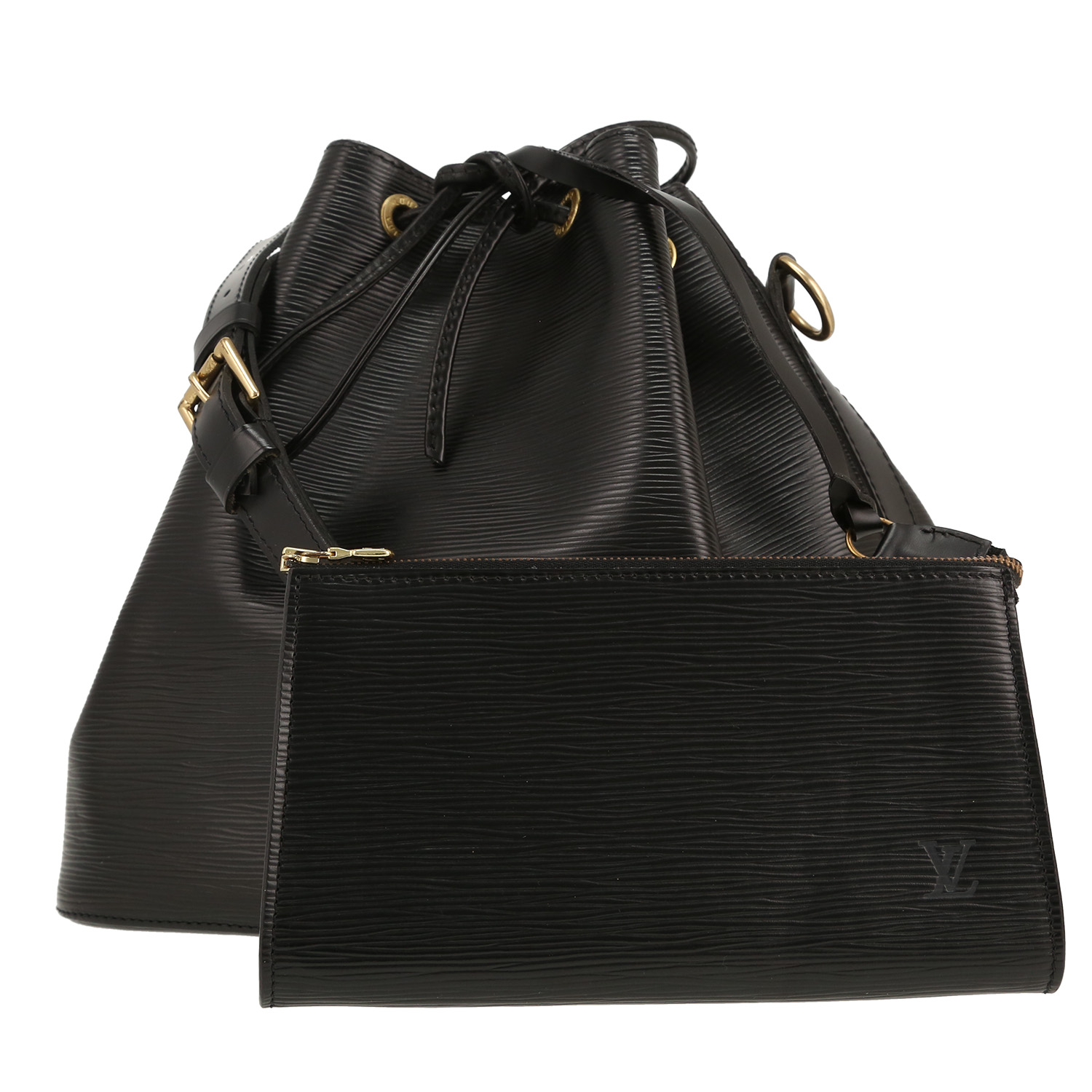 Sac à main Louis Vuitton  Grand Noé en cuir épi noir - Detail D4