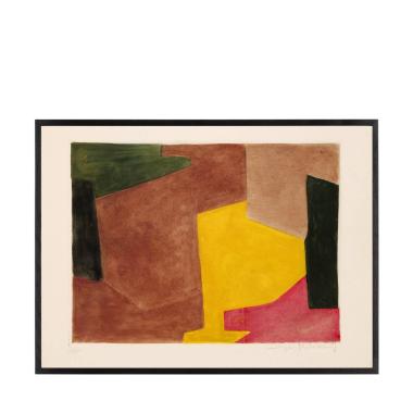 Composition brune, jaune et mauve - 1961