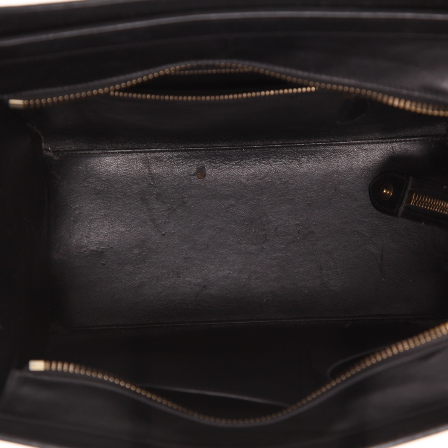 Bolso de mano Celine  Luggage en lona color burdeos y beige y cuero negro - Detail D3