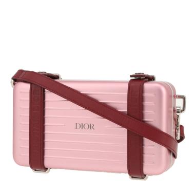 Dior 
Rimowa shoulder bag  in pink aluminium  and burgundy leather
