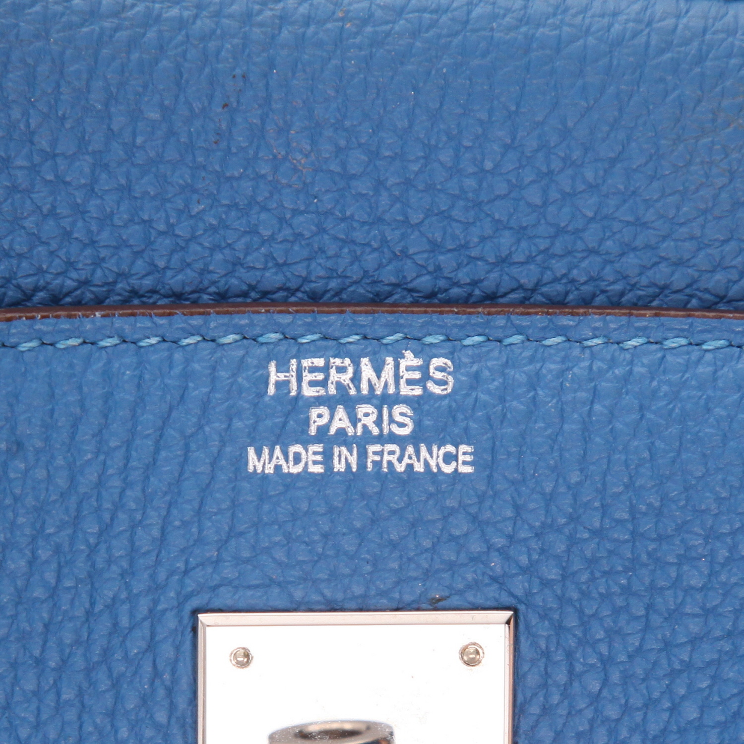 Sac à main Hermès  Birkin 40 cm en cuir togo bleu Mykonos - Detail D2