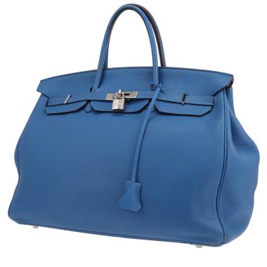 Borsa Hermès  Birkin 40 cm in pelle togo blu Mykonos