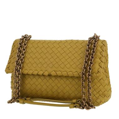Borsa a tracolla Bottega Veneta  Olimpia in pelle intrecciata verde
