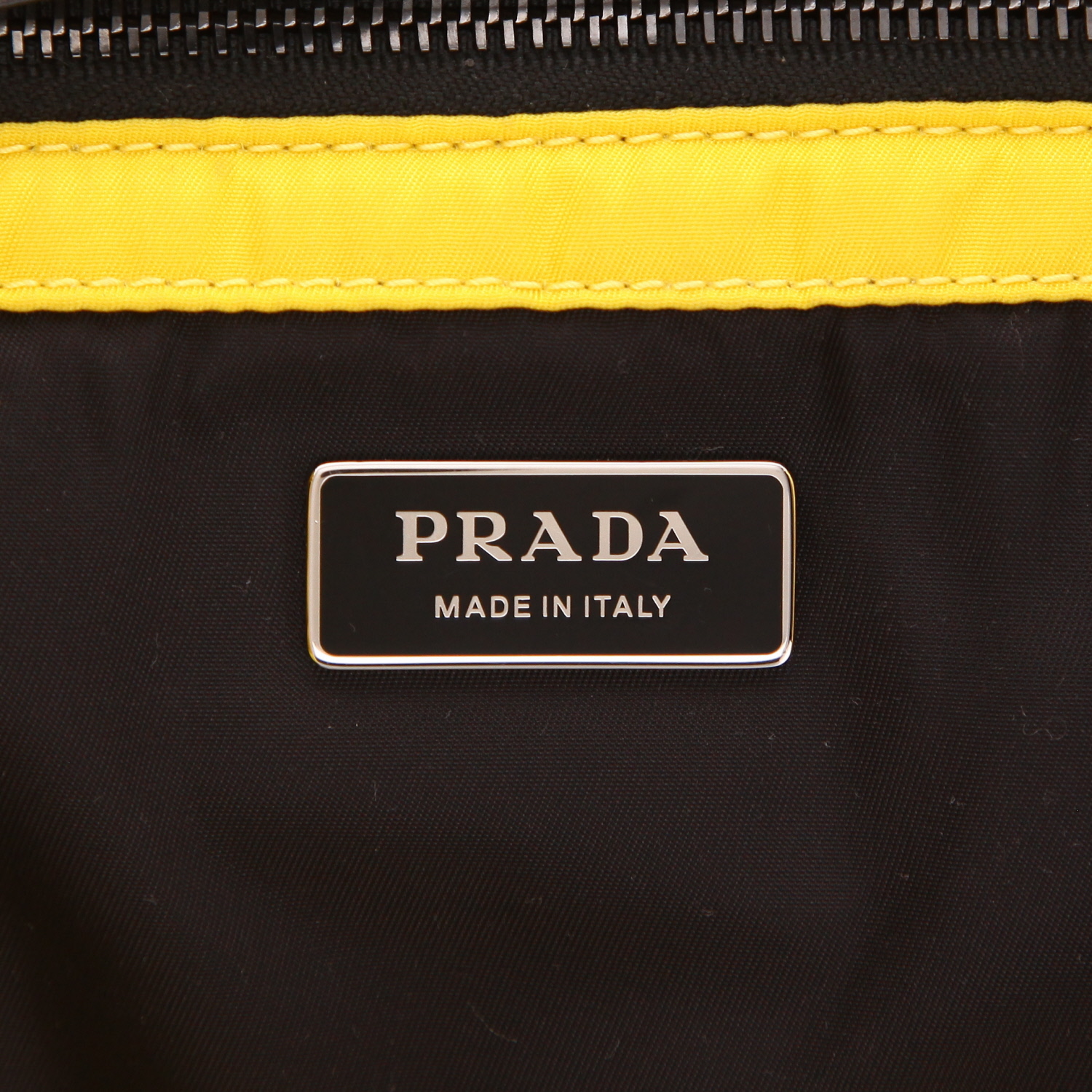 Prada   shopping bag  in yellow canvas - Detail D2