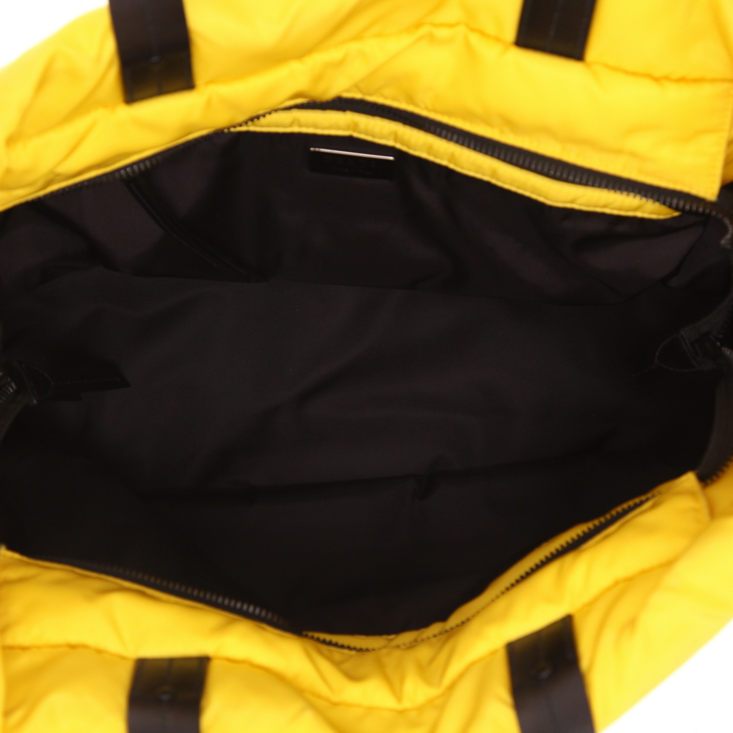 Prada   shopping bag  in yellow canvas - Detail D3