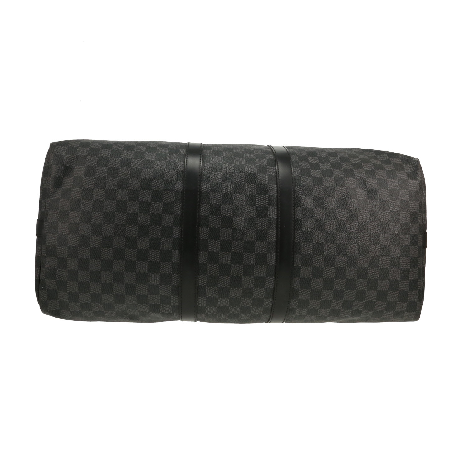 Louis Vuitton Keepall 55 travel bag in Graphite Damier canvas and black leather - Detail D1