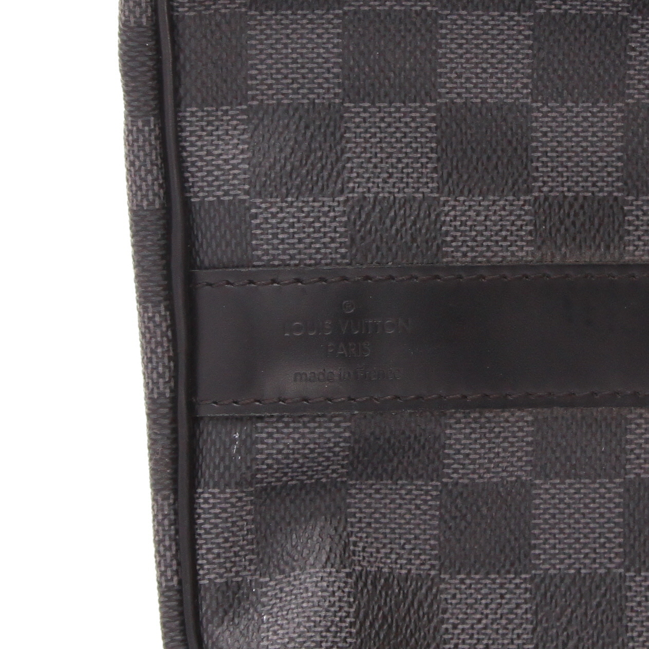 Louis Vuitton Keepall 55 travel bag in Graphite Damier canvas and black leather - Detail D2
