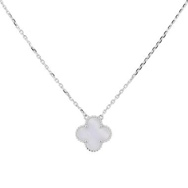 Collar Van Cleef & Arpels Vintage Alhambra de oro blanco y calcedonia