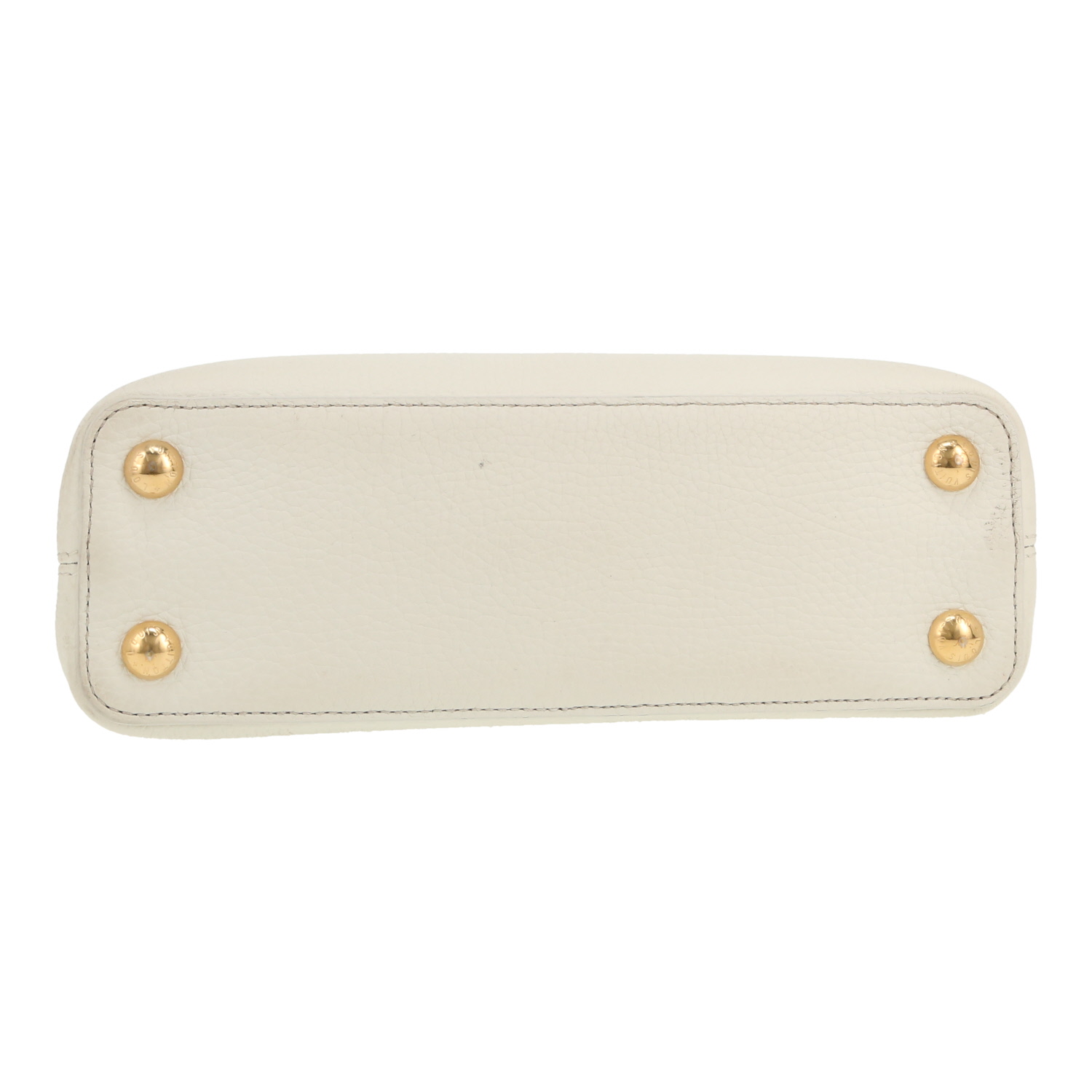 Bolso de mano Louis Vuitton  Capucines en cuero taurillon clémence blanco - Detail D1