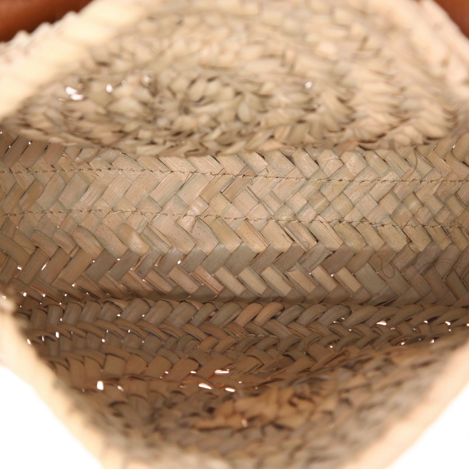 Sac bandoulière Chloé  Marcie en raffia beige et cuir marron - Detail D3