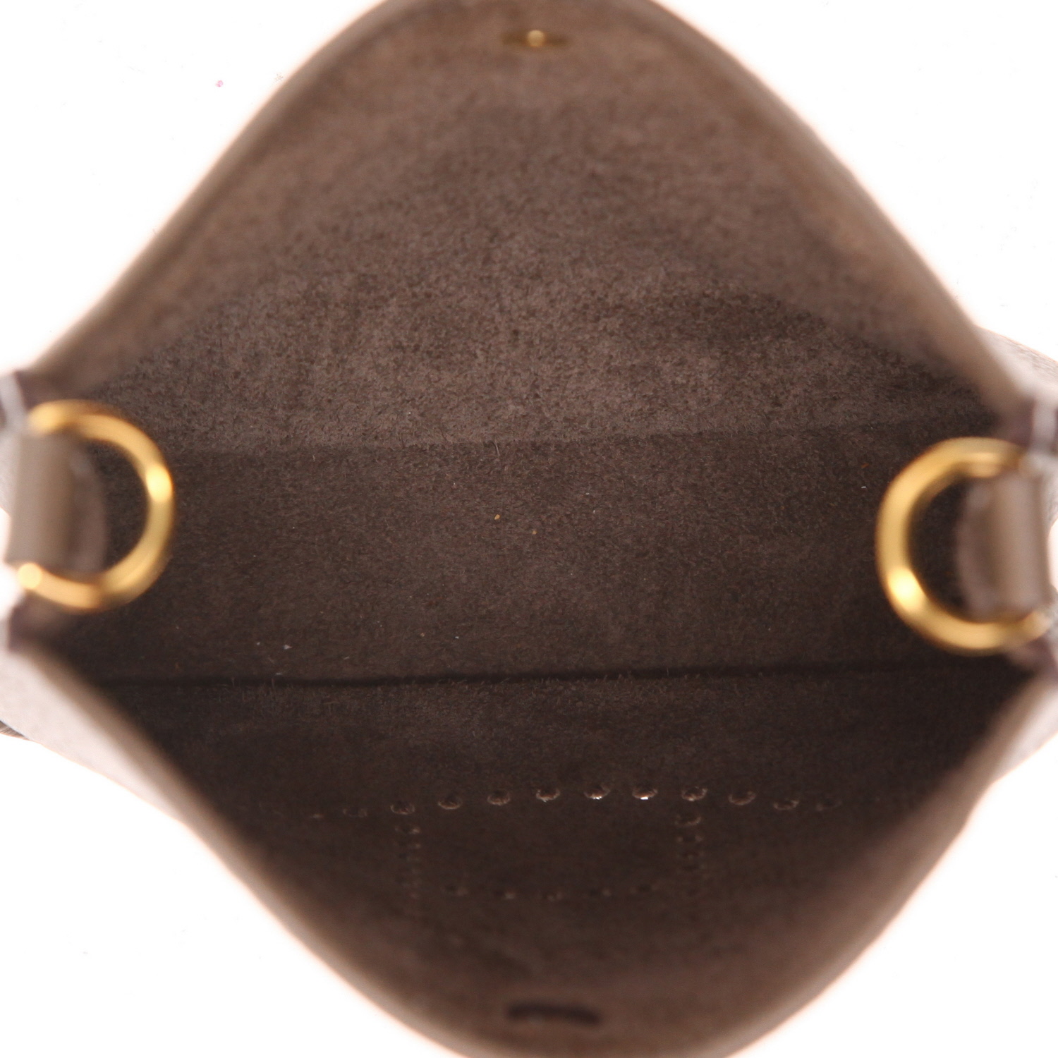 Bolso bandolera Hermès  Mini Evelyne en cuero taurillon clémence marrón etoupe - Detail D3