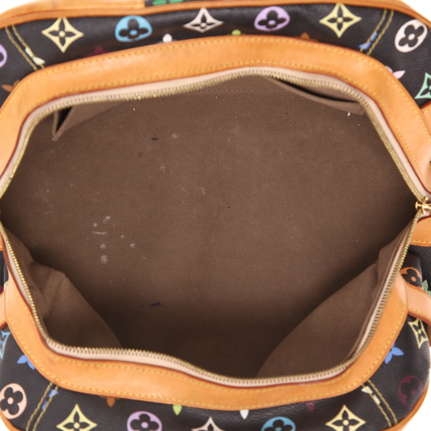 Louis Vuitton  Claudia handbag  in multicolor and black monogram canvas  and natural leather - Detail D3