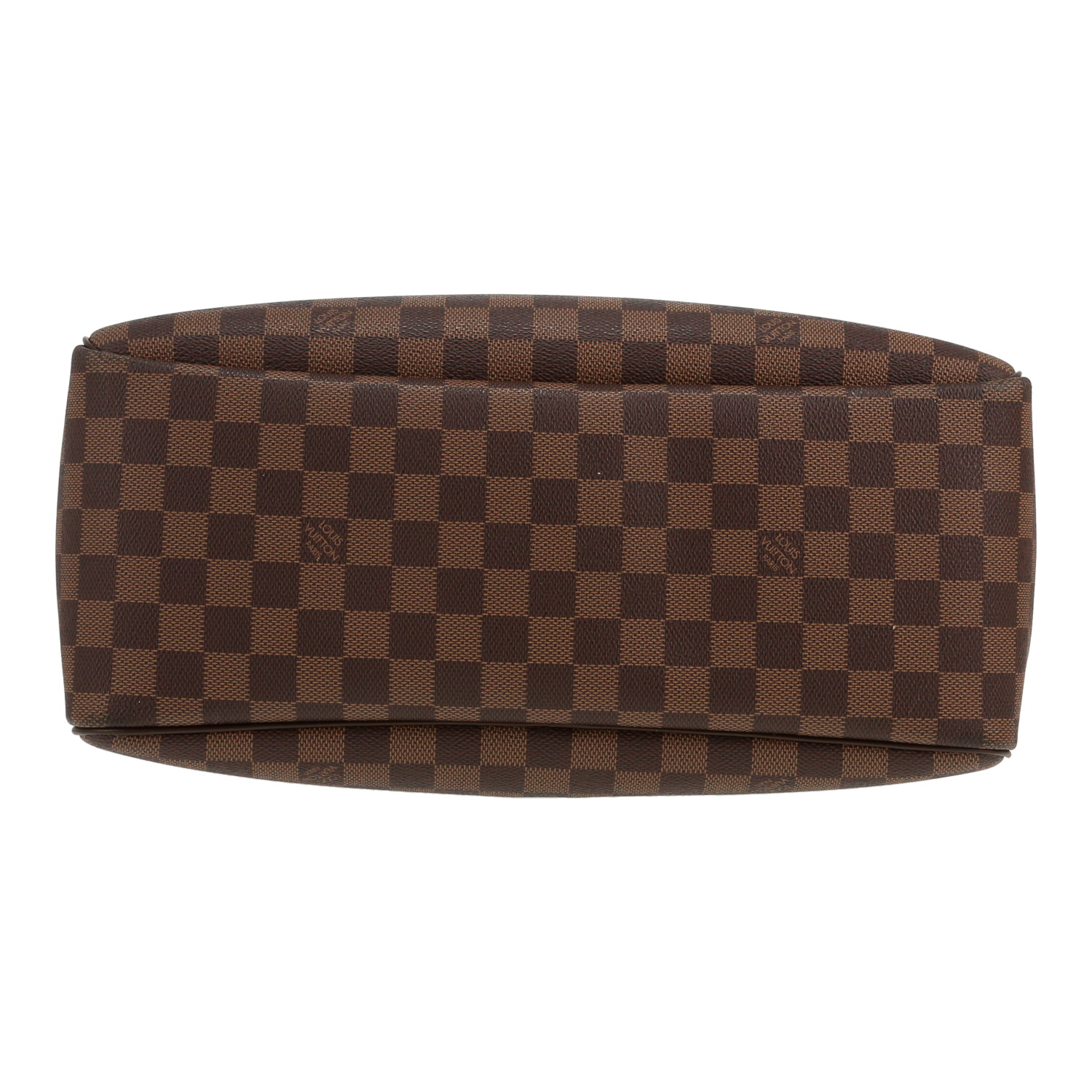 Sac à main Louis Vuitton  Deauville en toile damier ébène et cuir marron - Detail D1