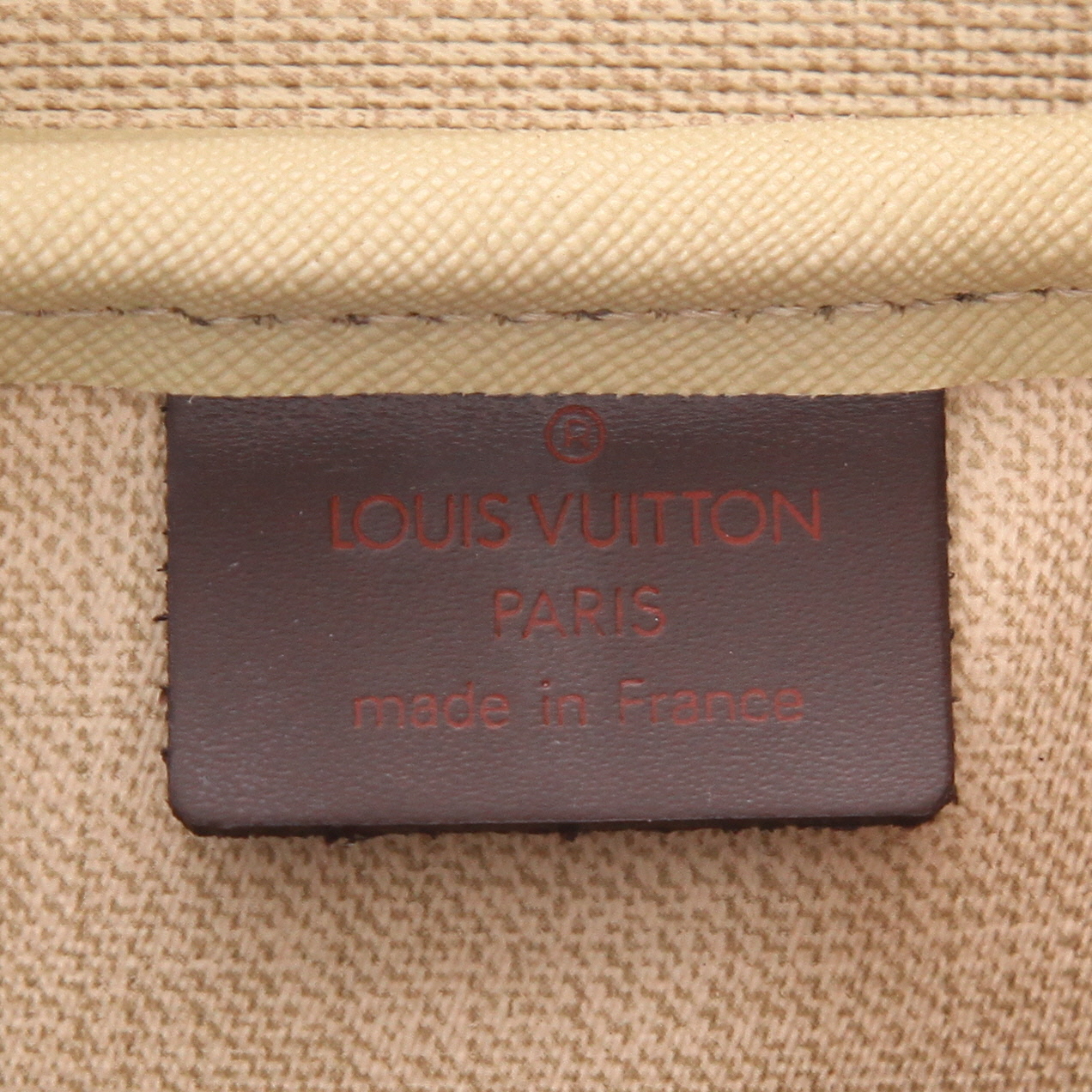 Louis Vuitton Deauville handbag in Ebène Damier canvas and brown leather - Detail D2