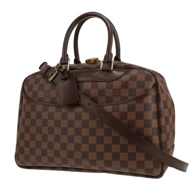 Louis Vuitton Deauville handbag in Ebène Damier canvas and brown leather