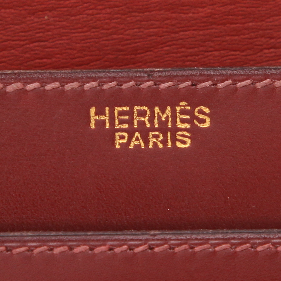 Sac à main Hermès  Fonsbelle en cuir box rouge H - Detail D2