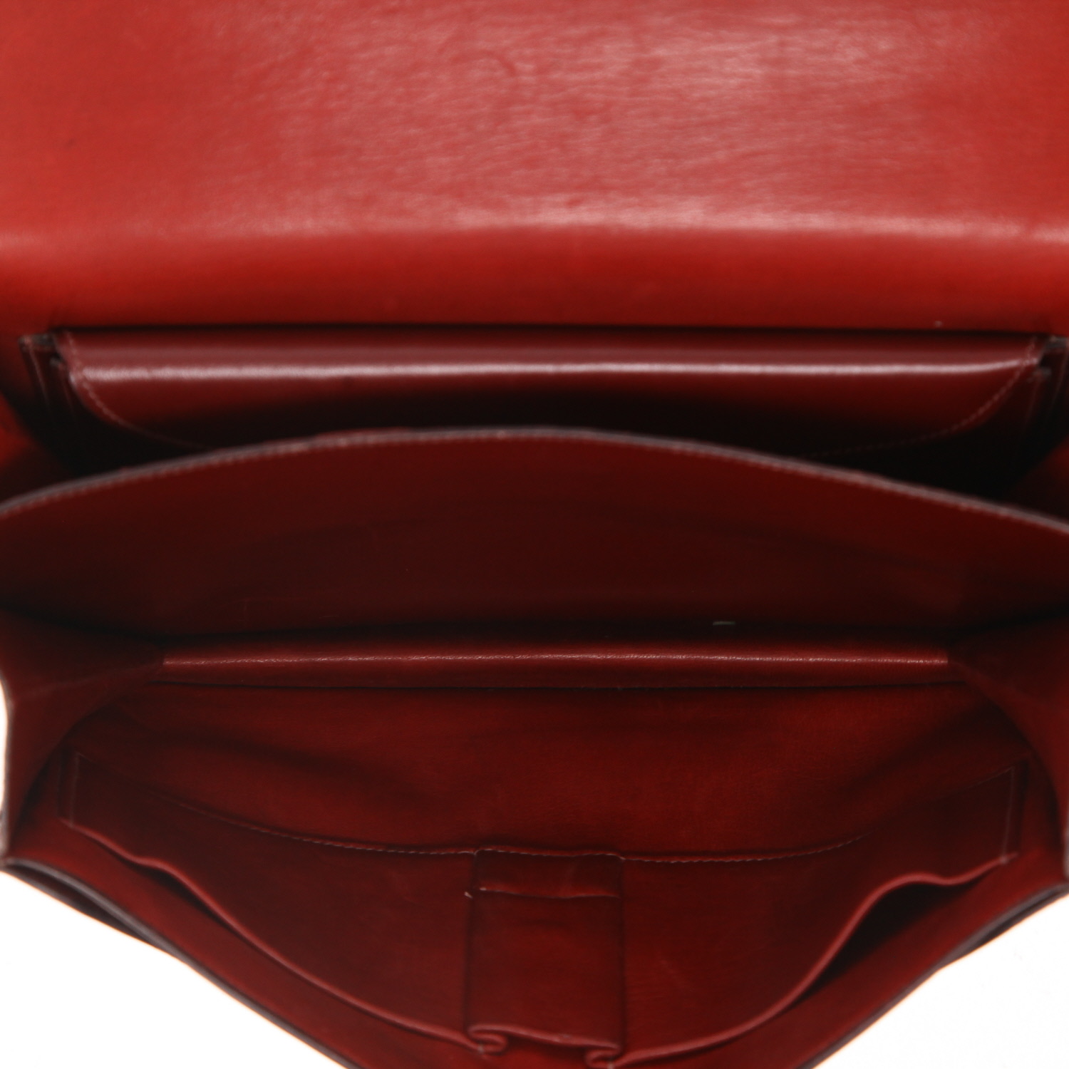 Hermès  Fonsbelle handbag  in red H box leather - Detail D4