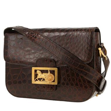 Borsa Celine  Horse Carriage in coccodrillo marrone