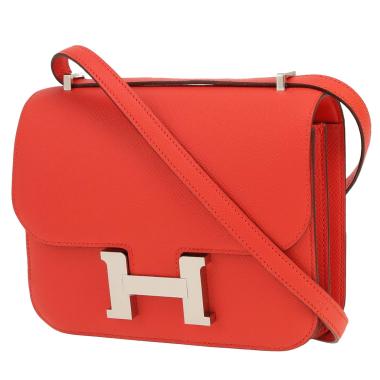 Sac à main Hermès  Constance en cuir epsom Rouge Capucine