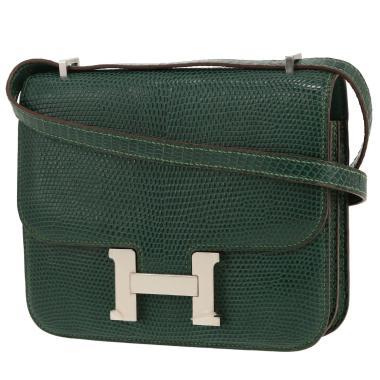 Hermès Constance 18 cm handbag in green lizard skin