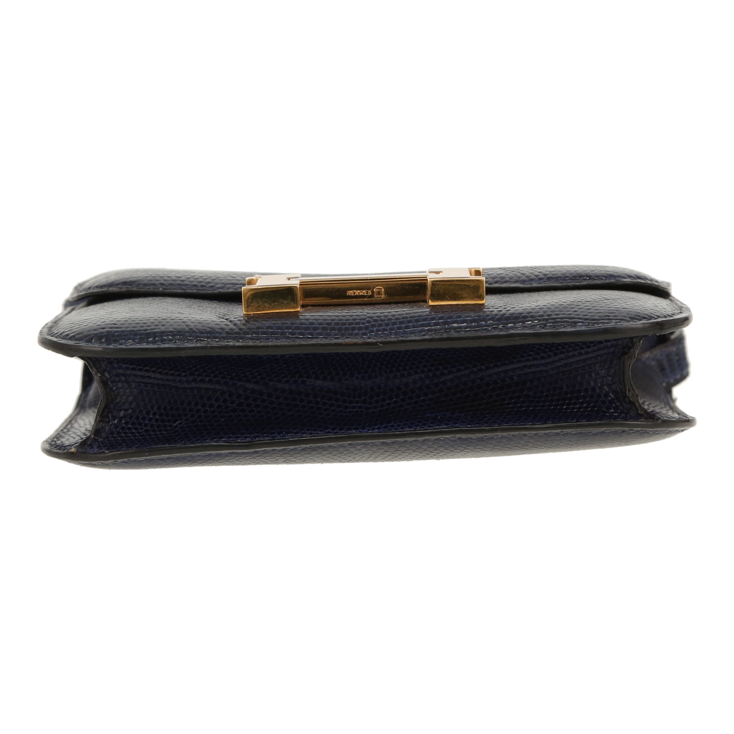 Hermès  Constance shoulder bag  in navy blue lizzard - Detail D1