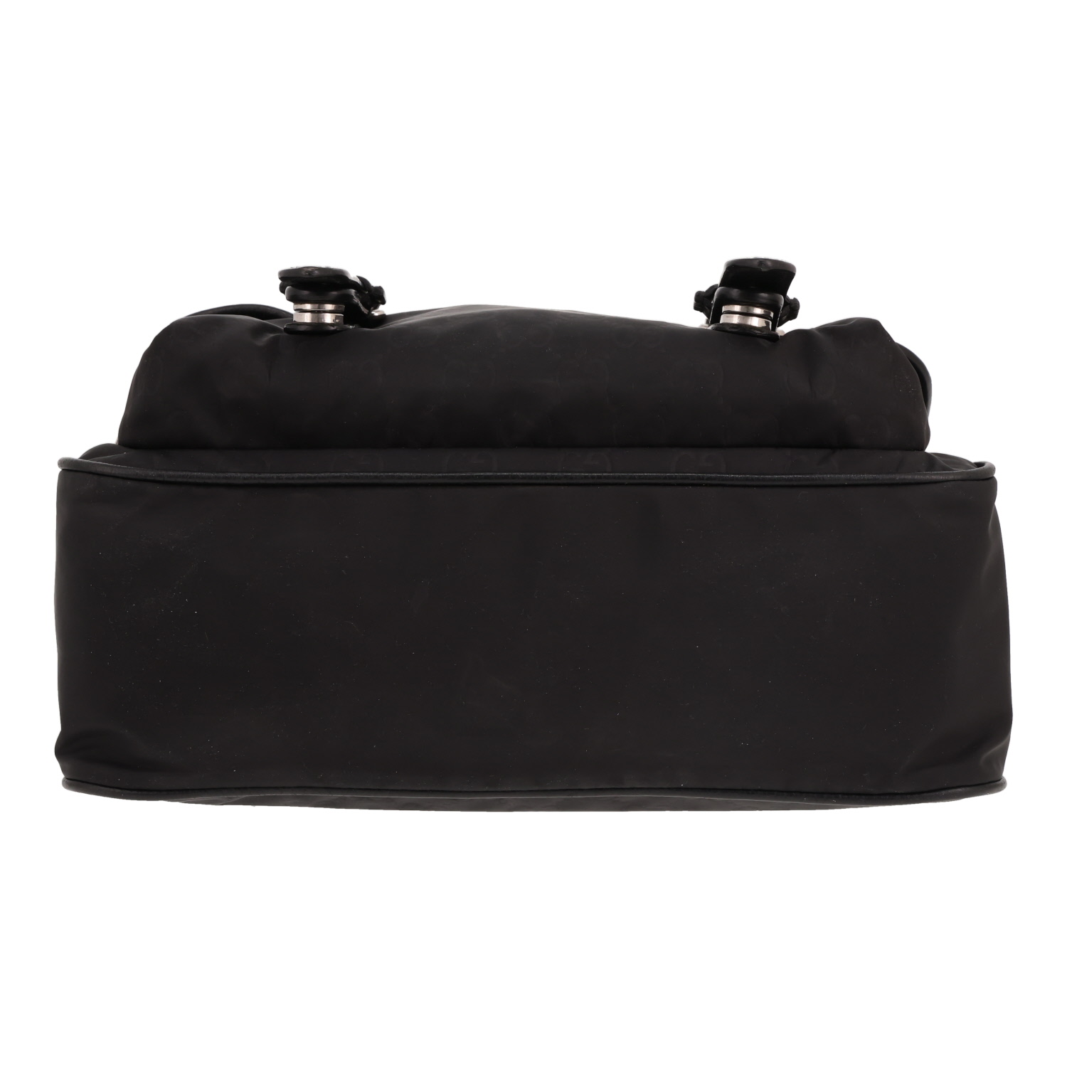 Bolso bandolera Gucci  Messenger en lona negra y cuero negro - Detail D1