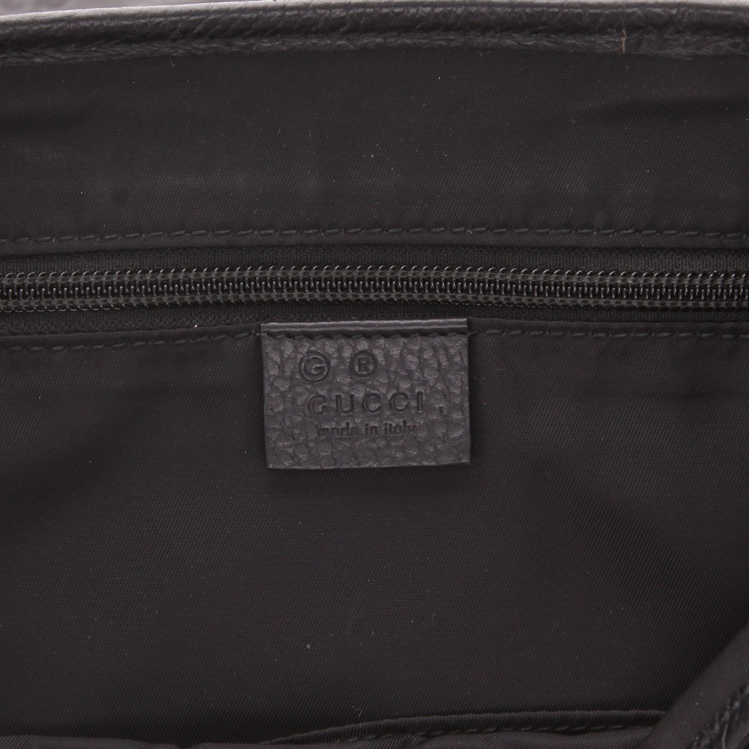 Bolso bandolera Gucci  Messenger en lona negra y cuero negro - Detail D2