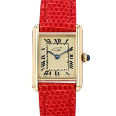 Reloj Cartier Tank Must de plata dorada Ref: Cartier - 5057001  Circa 1990