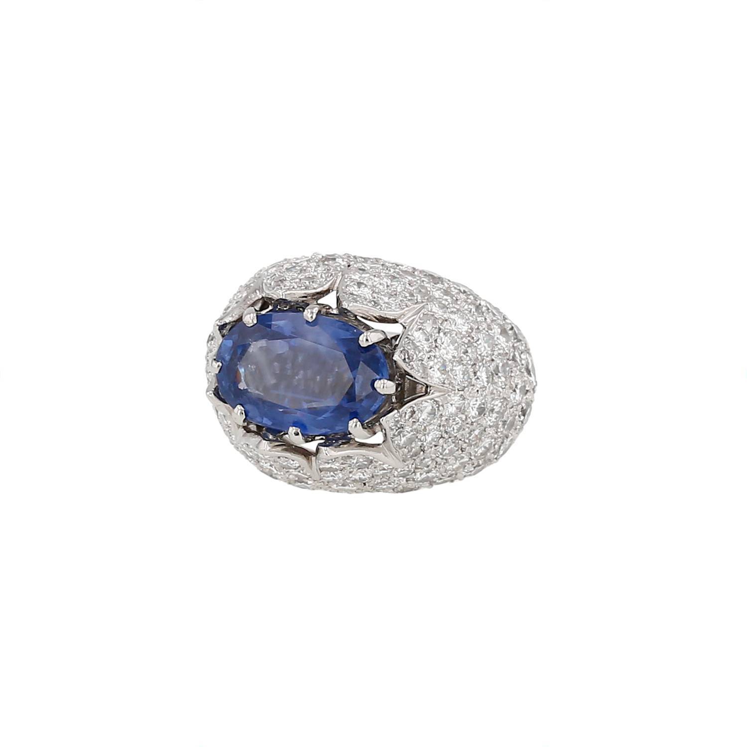 Bague Cartier Platine Saphir Ceylan Diamants Occasion Bague Cartier Platine Saphir Ceylan Diamants Occasion