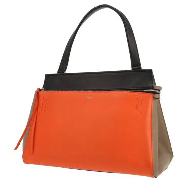 Bolso de mano Celine  Edge en cuero naranja negro y color topo
