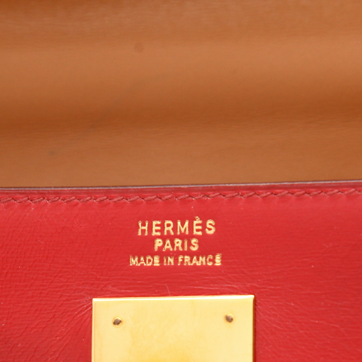 Borsa Hermès  Kelly 32 cm in pelle box rossa bordeaux e gold - Detail D2