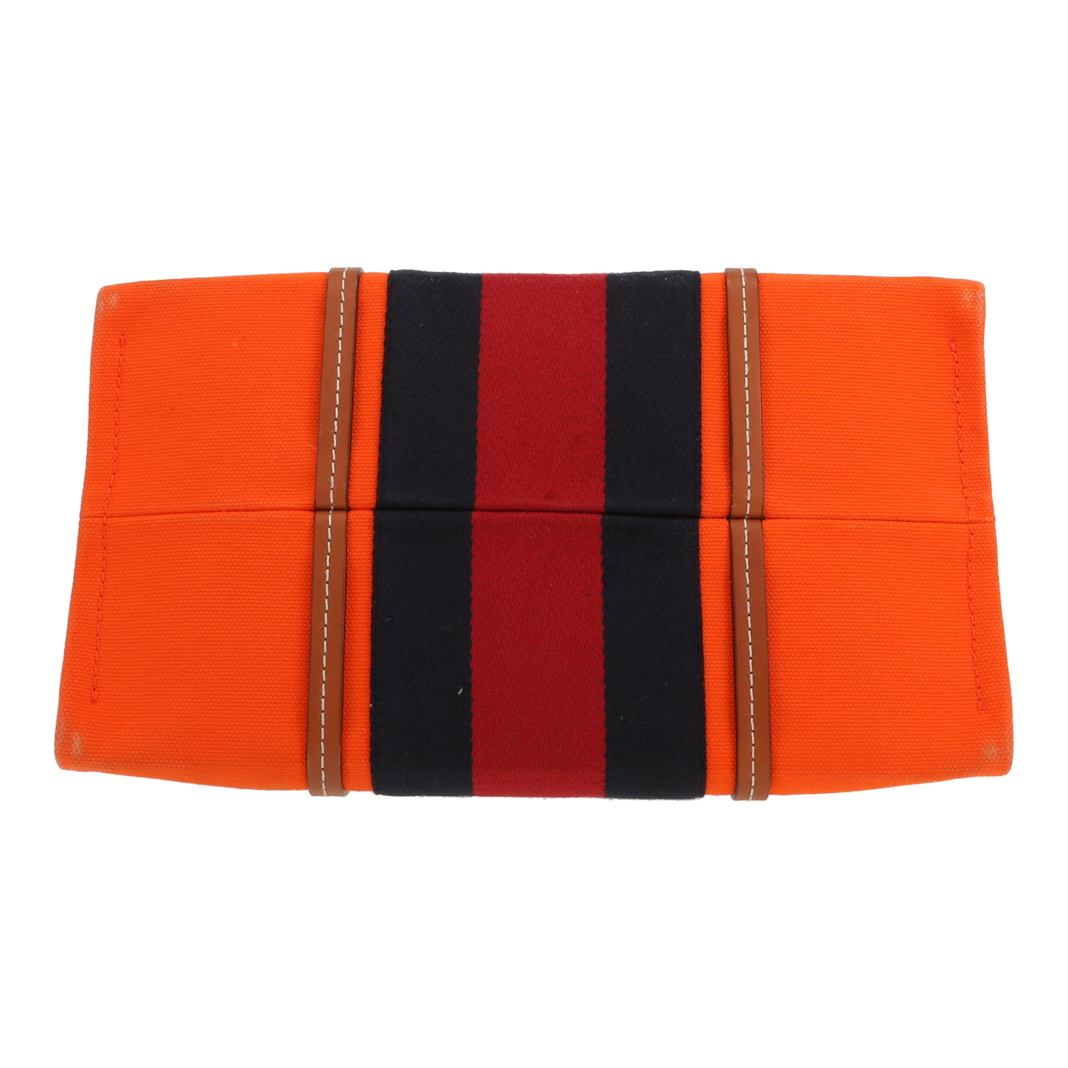 Sac cabas Gucci  Interlocking G en toile orange et cuir marron - Detail D1