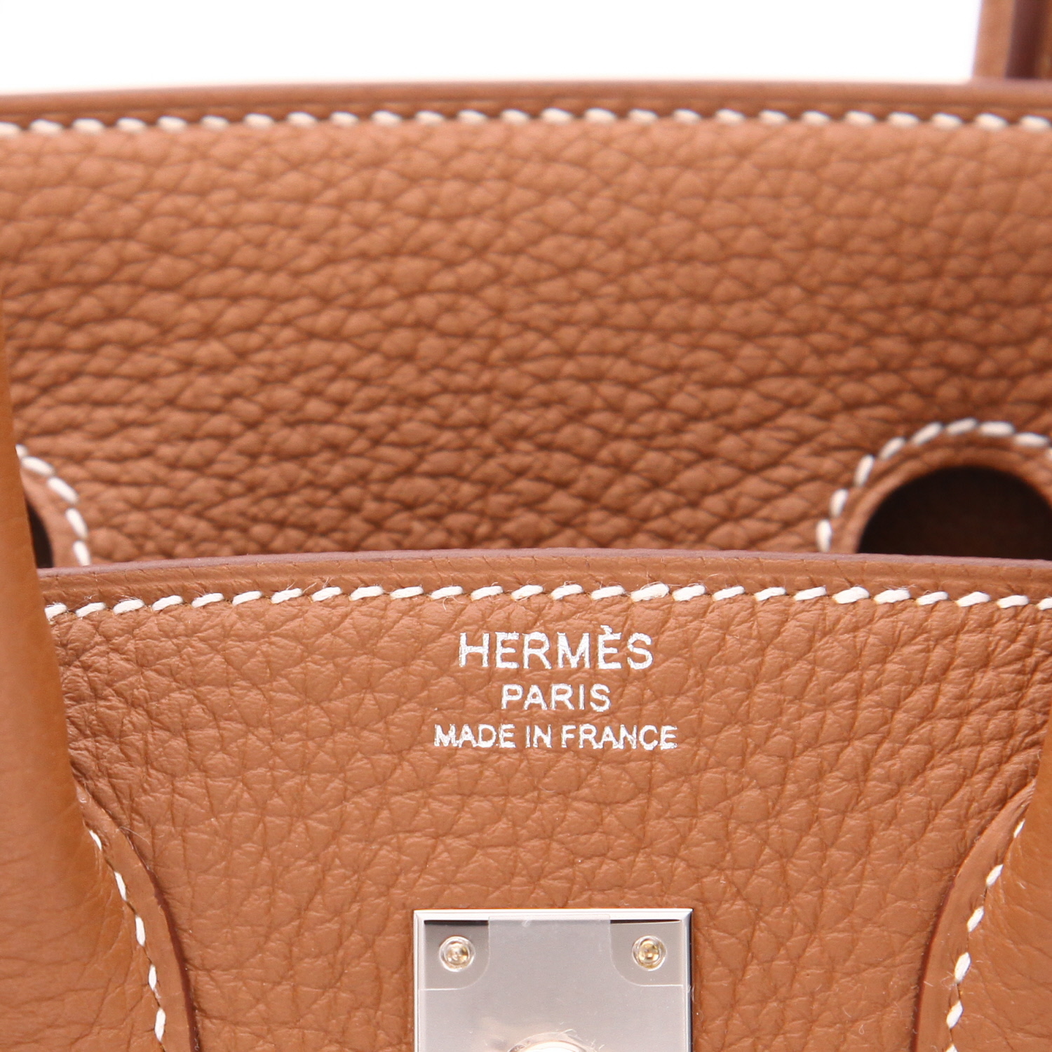 Sac à main Hermès  Birkin 25 cm en cuir togo gold - Detail D2