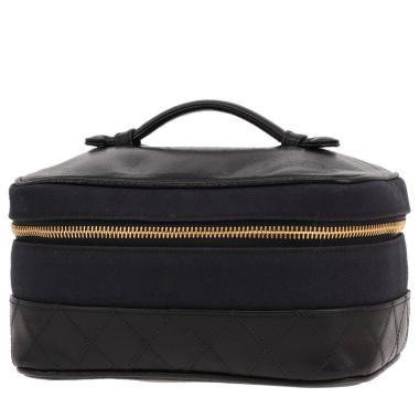 Vanity Chanel  Vanity en toile et cuir noire