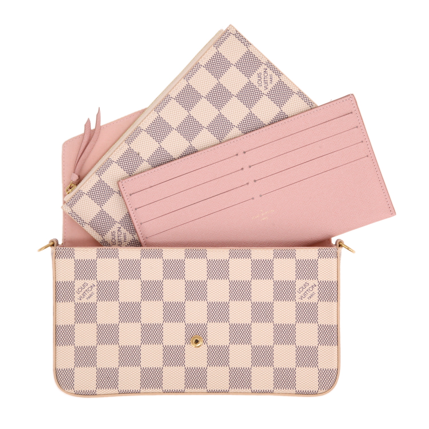 Sac bandoulière Louis Vuitton  Félicie en toile damier azur - Detail D4