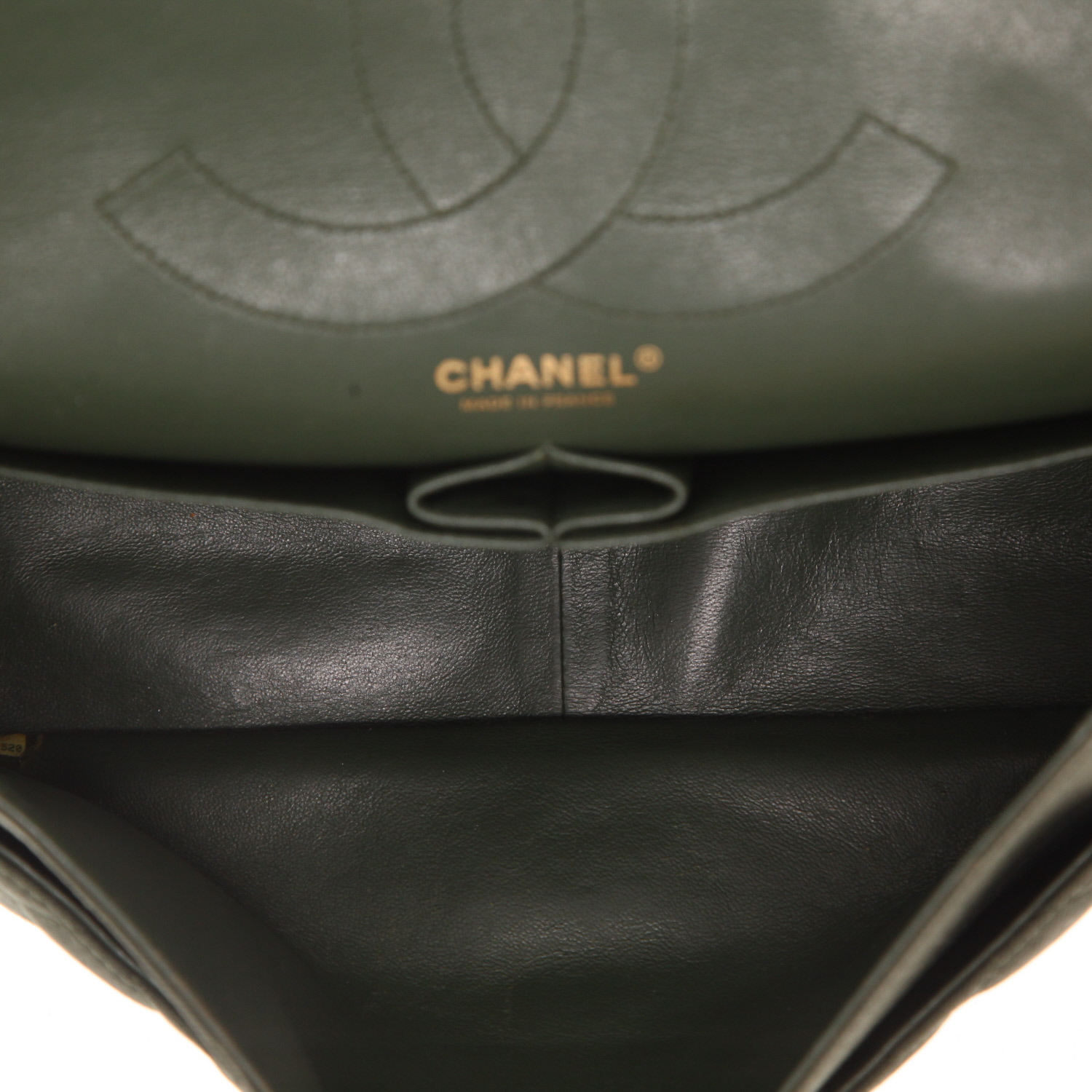 Sac bandoulière Chanel  2.55 en toile denim vert-kaki - Detail D3