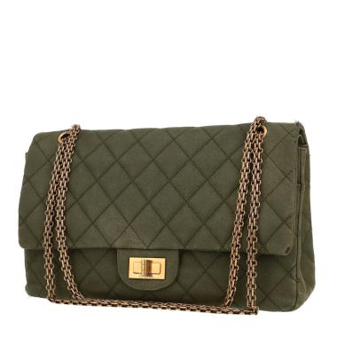 Borsa a tracolla Chanel  2.55 in tela denim verde kaki