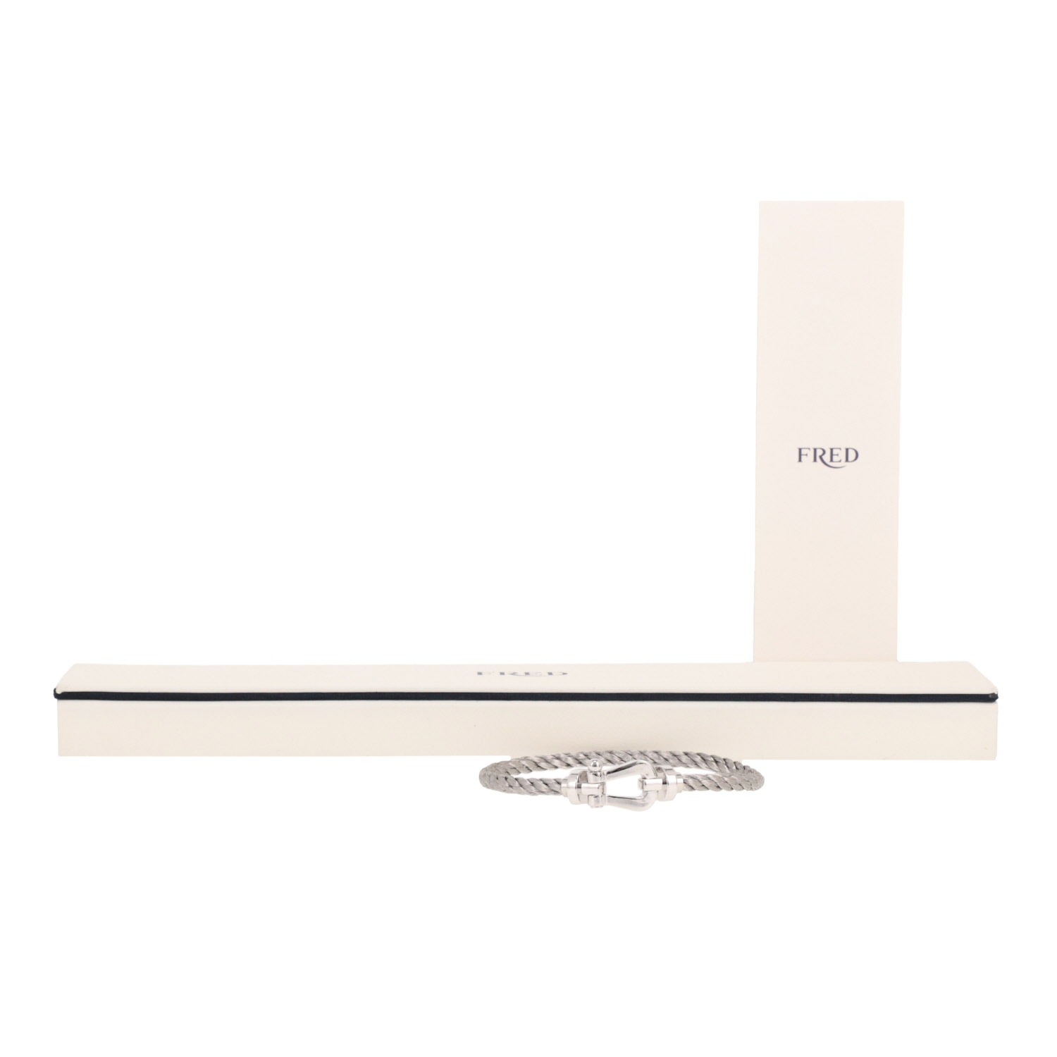 Fred Force 10 large model bracelet in white gold and stainless steel