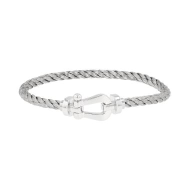 Brazalete Fred Force 10 modelo grande de oro blanco y acero