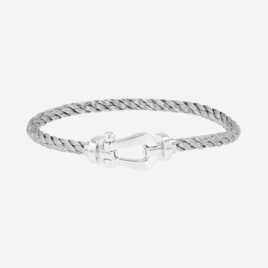 Bracelet Fred Force 10 grand modèle en or blanc et acier