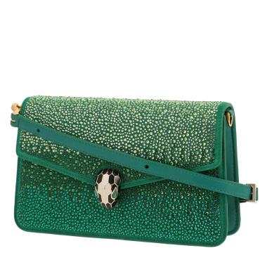 Borsa a spalla Bulgari  East West in pelle verde
